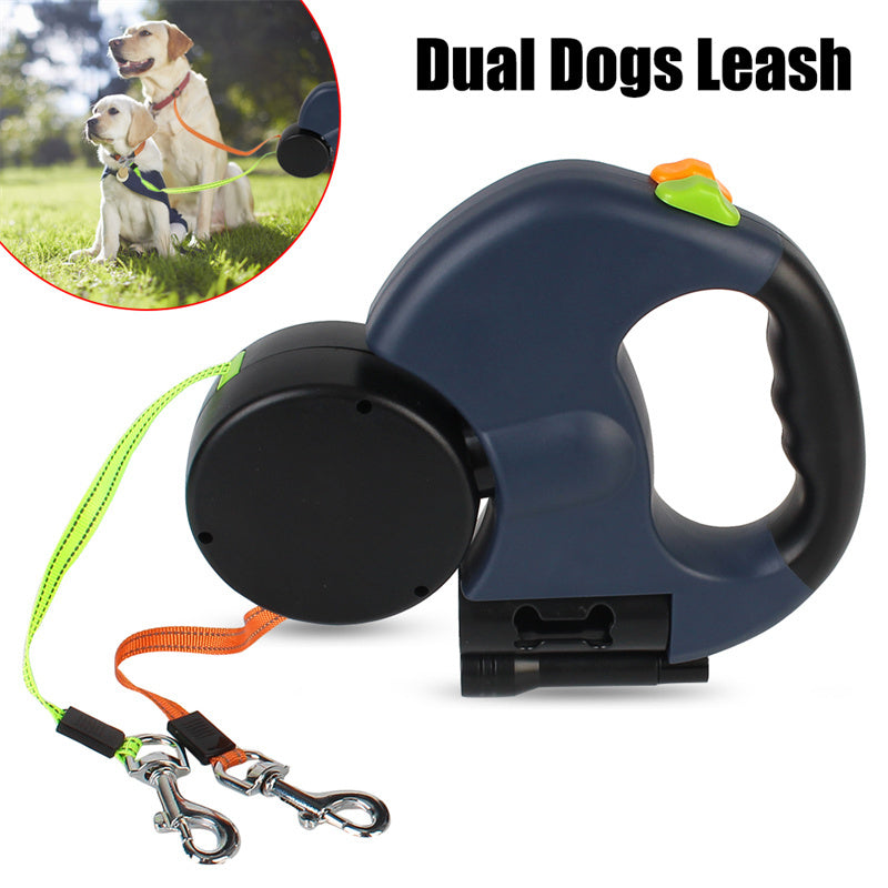 360° Swivel Retractable Leash for Two Dogs