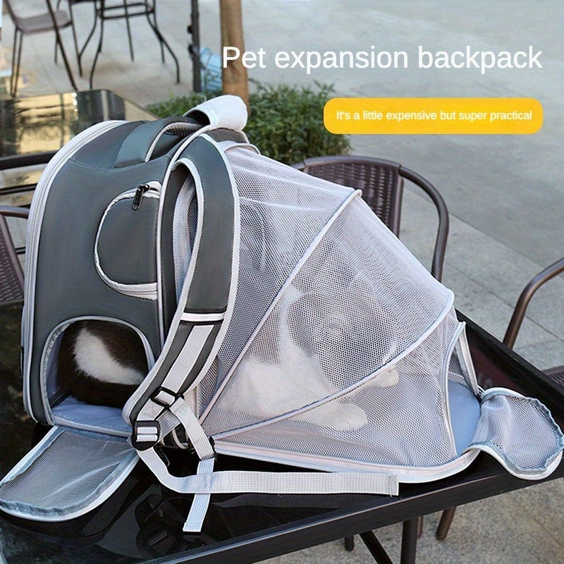 Expandable Pet Backpack for Outdoor Walks and Travel