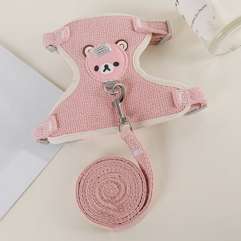 Pet Walking Vest with Cartoon Leash Design