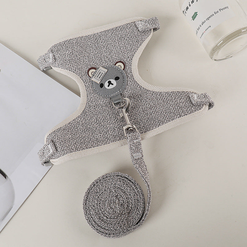 Pet Walking Vest with Cartoon Leash Design