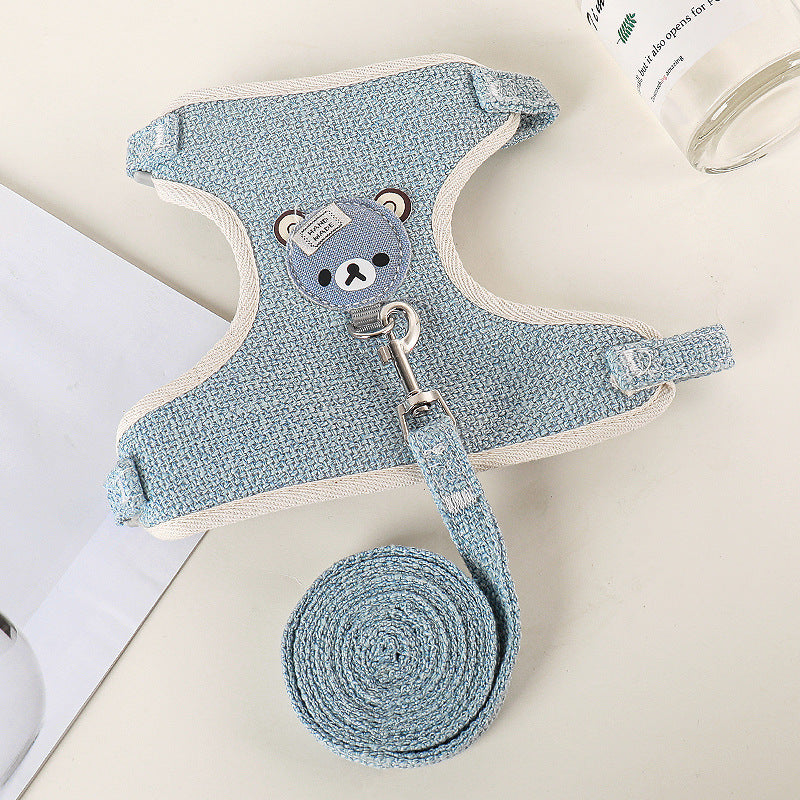 Pet Walking Vest with Cartoon Leash Design