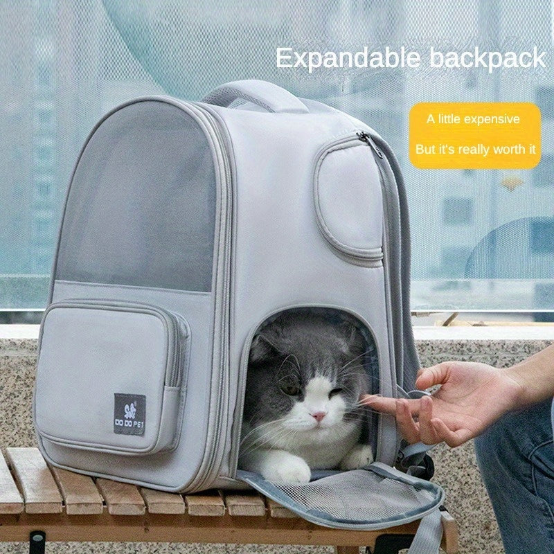 Expandable Pet Backpack for Outdoor Walks and Travel