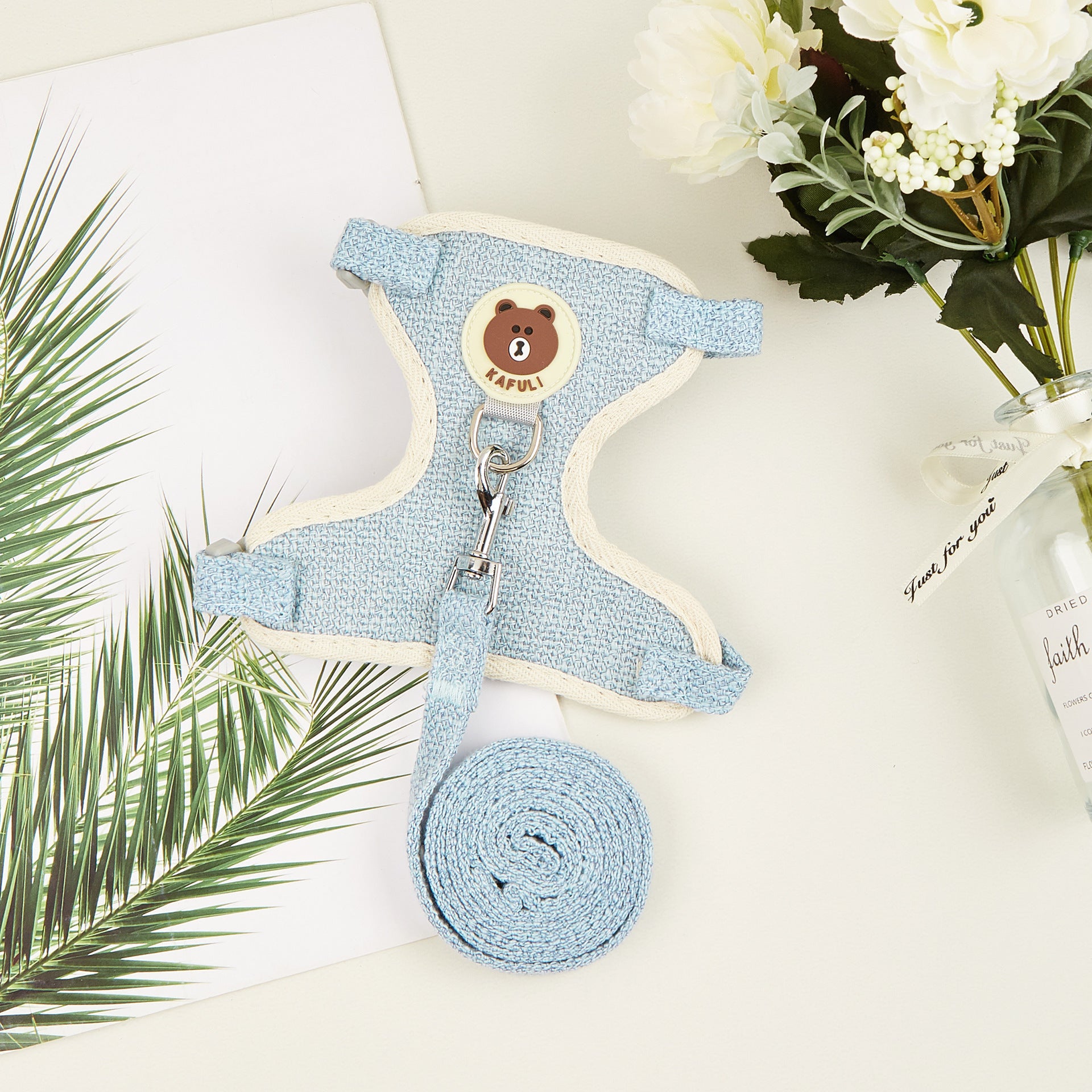Pet Walking Vest with Cartoon Leash Design