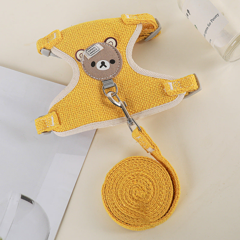 Pet Walking Vest with Cartoon Leash Design
