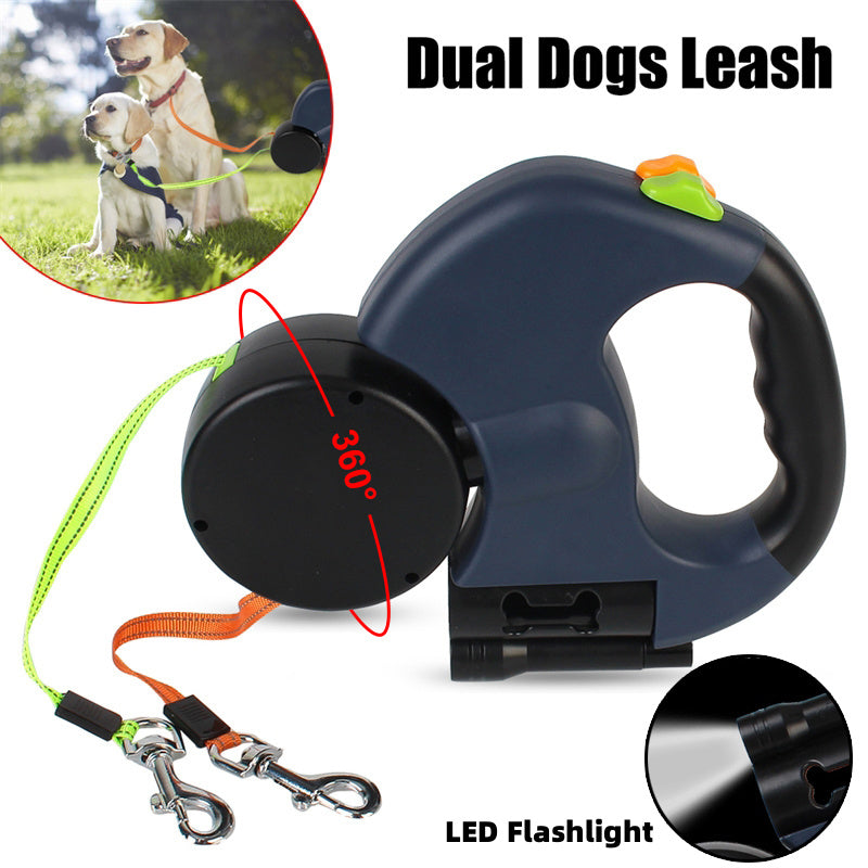 360° Swivel Retractable Leash for Two Dogs