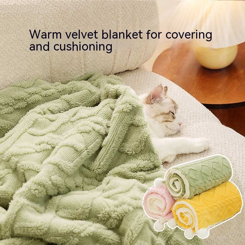 Cozy Solid Color Pet Blanket for Cats & Dogs
