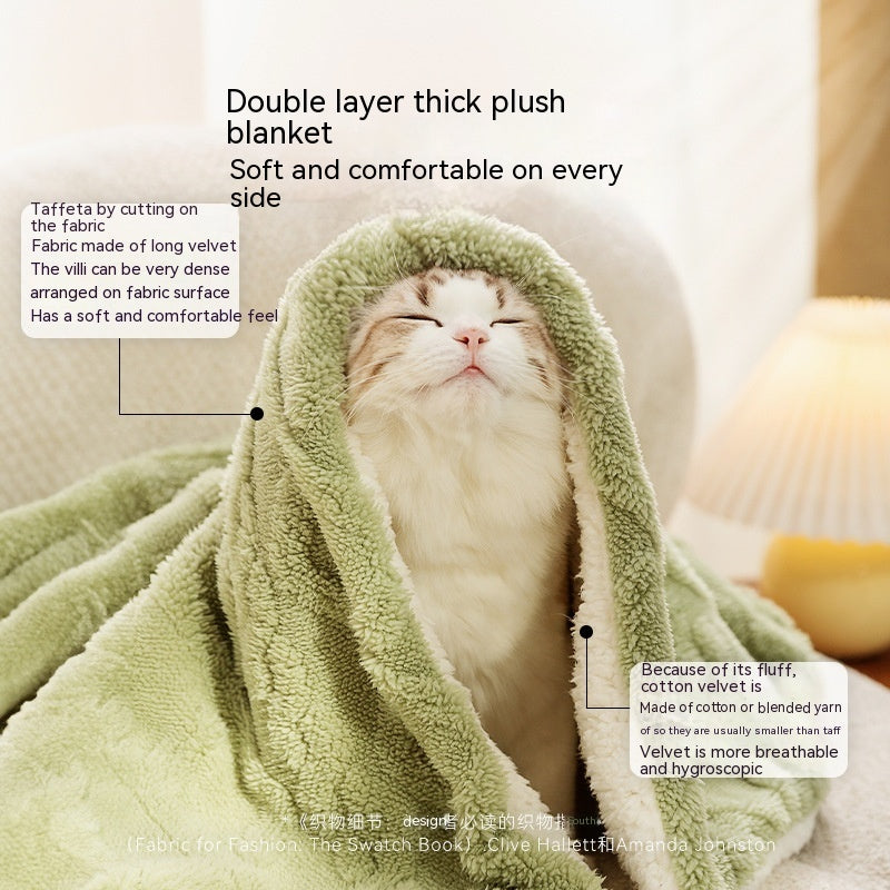 Cozy Solid Color Pet Blanket for Cats & Dogs